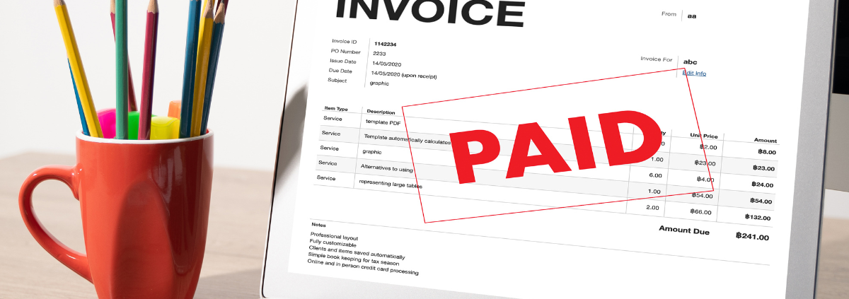 Paid invoice on screen